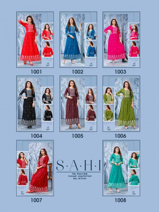Trendy Sahi 1001 Rayon Printed Long Kurti Fancy Ethnic Wear Collection